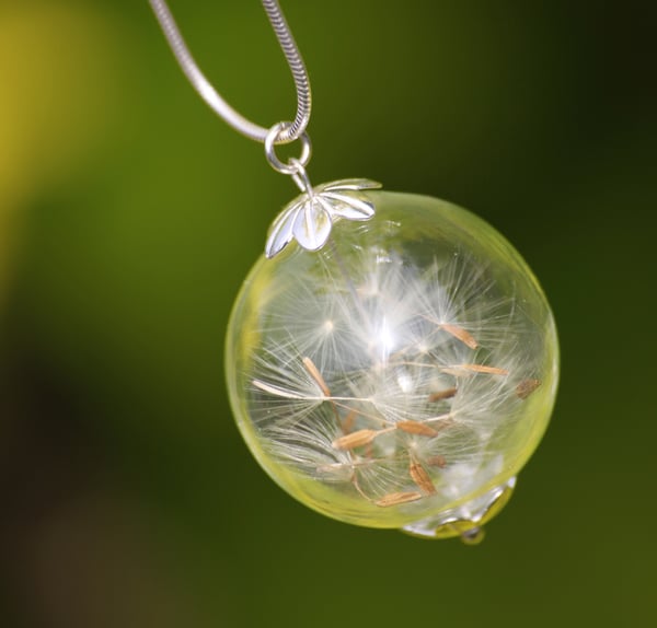 Sterling Silver Dandelion Seed 'Wish' Glass Necklace Charm - Laura Pettifar Designs