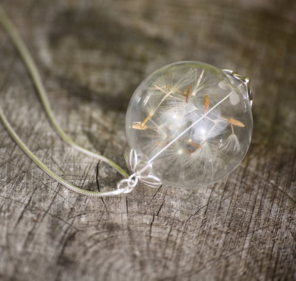 Sterling Silver Dandelion Seed 'Wish' Glass Necklace Charm - Laura Pettifar Designs