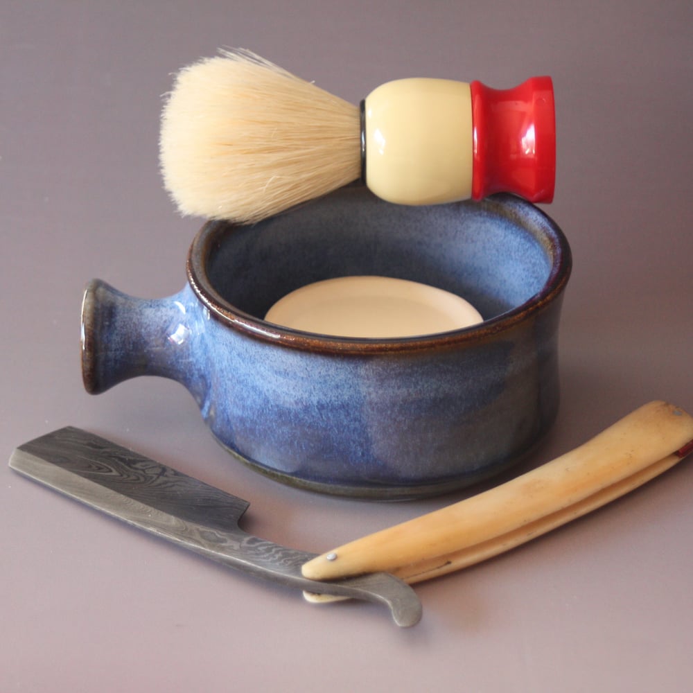 Image of Ceramic Shaving Mug / Ridges for a Good Lather / Comfortable Handle / Made to Order