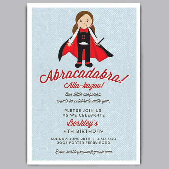 Image of Abracadabra Birthday Invite + Envelopes