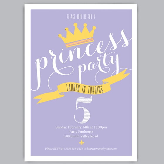 Image of Princess Birthday Party Invitations + Envelopes