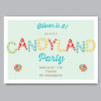 Image 1 of Candy Land Birthday Party Invitation + Envelopes