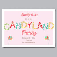 Image 2 of Candy Land Birthday Party Invitation + Envelopes