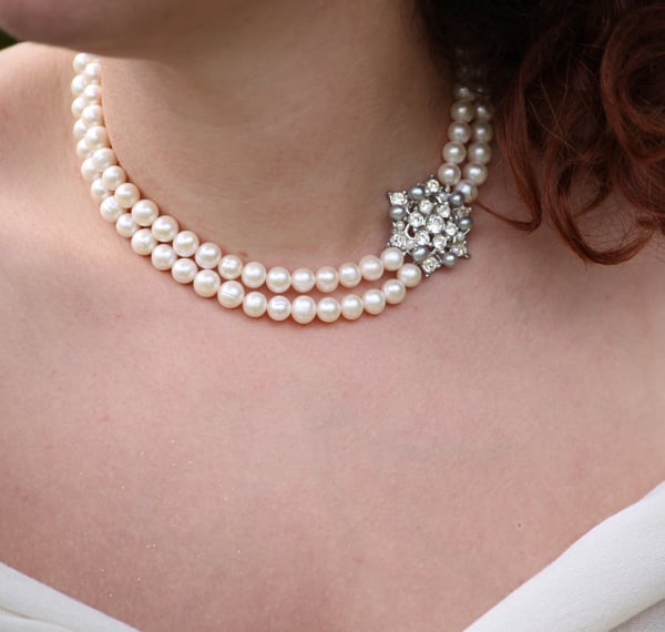 Abby Vintage Diamante & Pearl Wedding Choker Necklace - Laura Pettifar Designs