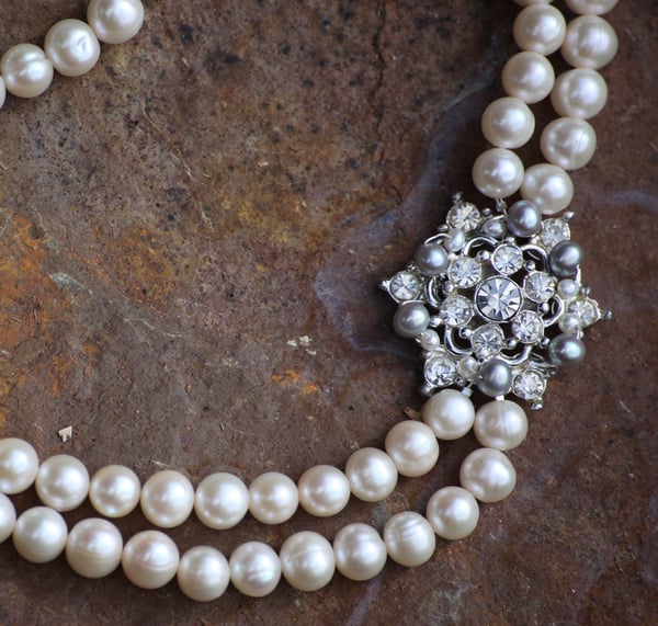 Abby Vintage Diamante & Pearl Wedding Choker Necklace - Laura Pettifar Designs