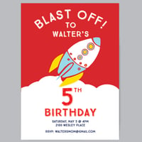 Blast Off! Birthday Party Invitations + Envelopes