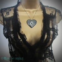 Image 4 of Poe Raven Gothic Striped Resin Heart Pendant