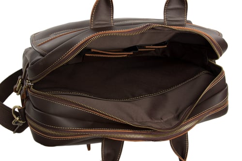 15'' Handmade Genuine Cow Leather Briefcase / Laptop Bag / Men's ...