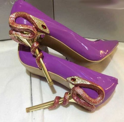 Image of High Heel Autumn Pumps with Metal Snake Heel patent leather