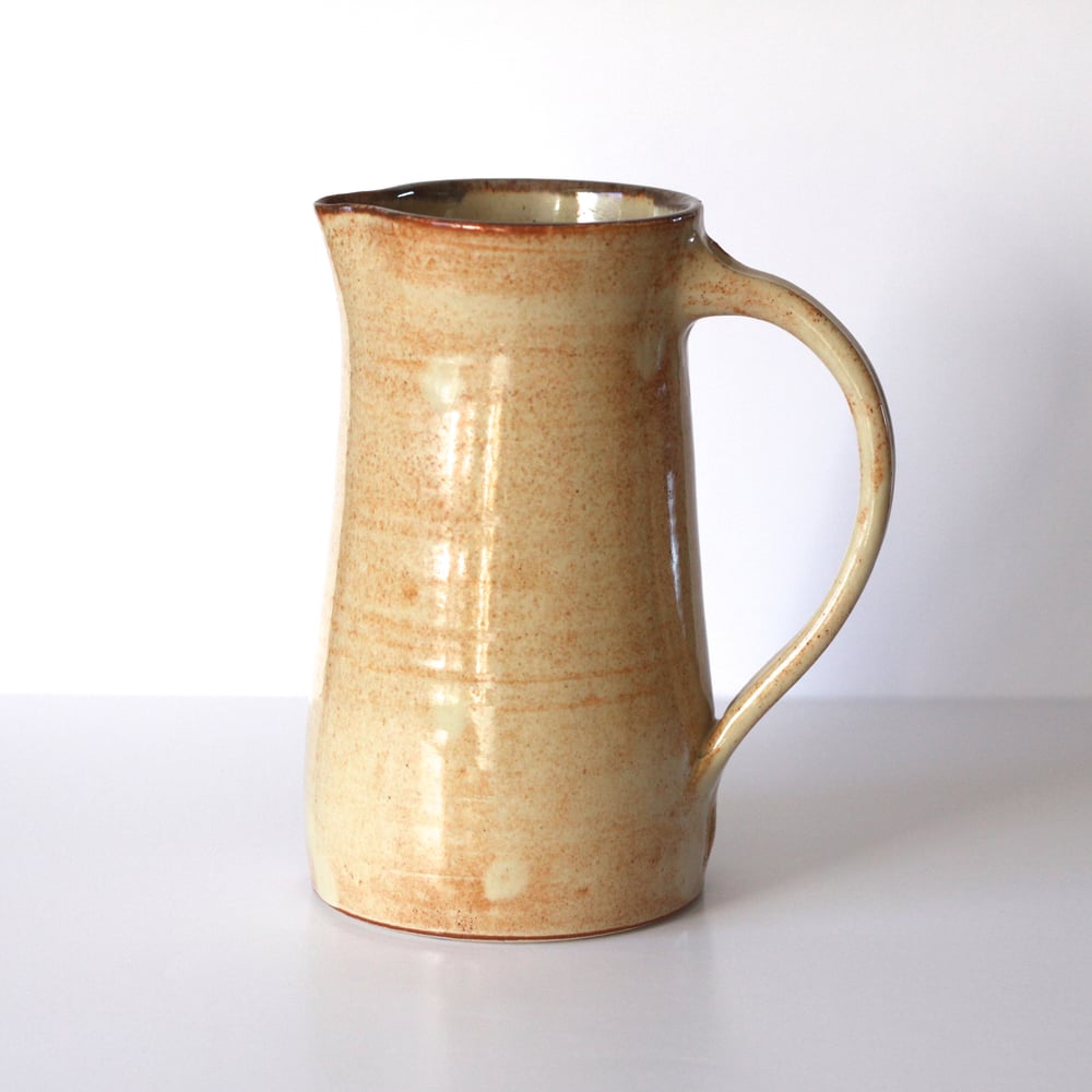 Image of Ceramic Pitcher / Pottery Pitcher / Doubles as a Vase / Shino Vase / 7 inch Pitcher