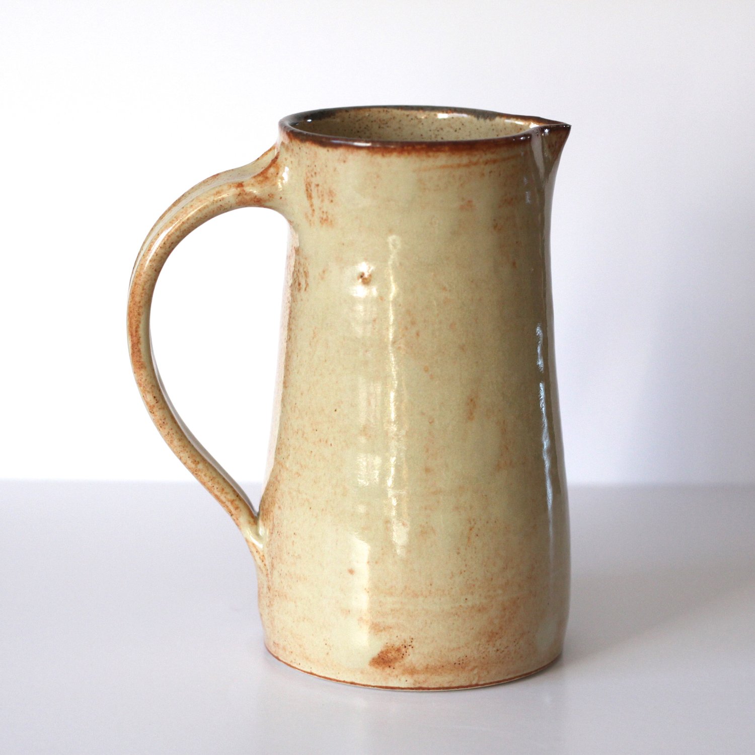 Image of Ceramic Pitcher / Pottery Pitcher / Doubles as a Vase / Shino Vase / 7 inch Pitcher