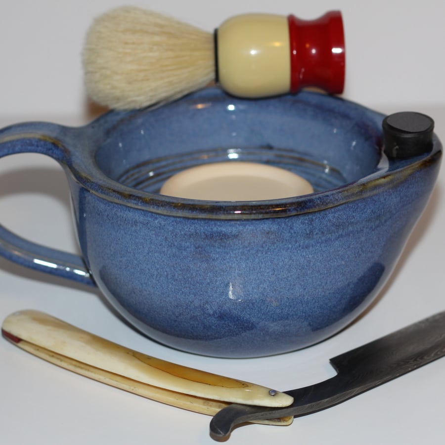 Image of Shaving Scuttle / Shaving Mug / Blue Scuttle / Ridges for Good Lather / Warm Lather / Made to Order