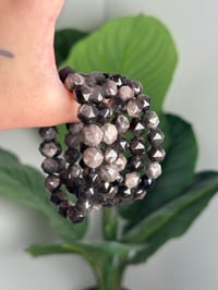 Image 1 of SILVER SHEEN OBSIDIAN BEADED BRACELETS 9MM