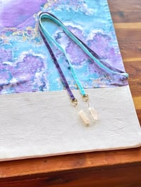 Image 18 of Handmade Canvas Brush Holder Amethyst Geode Print with Lemurian Crystals