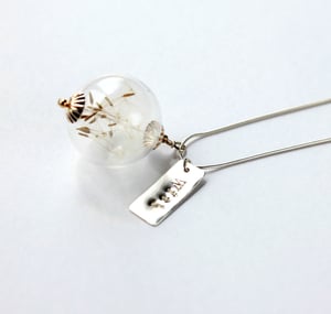 Sterling Silver Dandelion Seed Wish Necklace with Handstamped Charm - Laura Pettifar Designs
