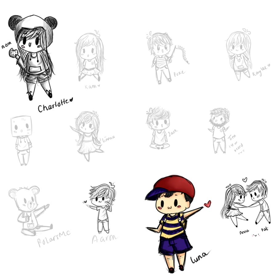 Image of Mini chibi sketches (w/ colour)