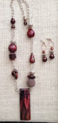Image of Dichroic glass and button necklace set