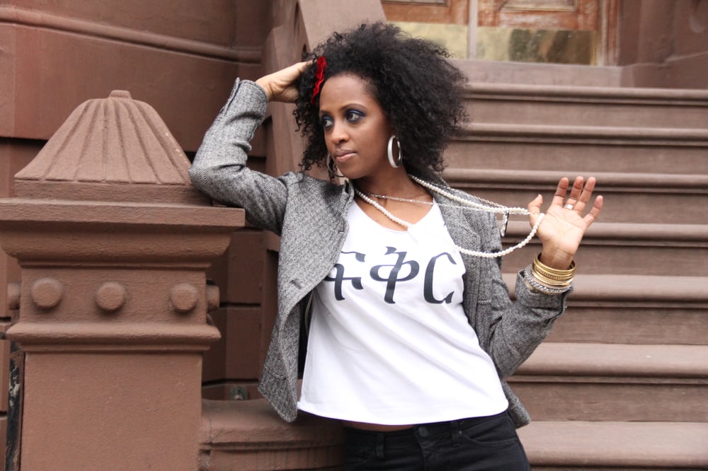 Image of Ethiopia "LOVE" Dolman Shirt in White 