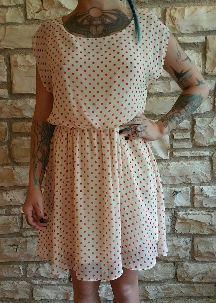 Image of Lush Red Polkadot Dress size s