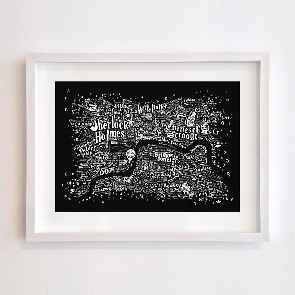 Literary Central London Map (black screenprint) 