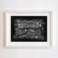 Image 1 of Literary Central London Map (black screenprint)