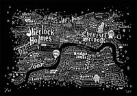 Image 3 of Literary Central London Map (black screenprint) 