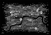 Image 3 of Literary Central London Map (black screenprint)