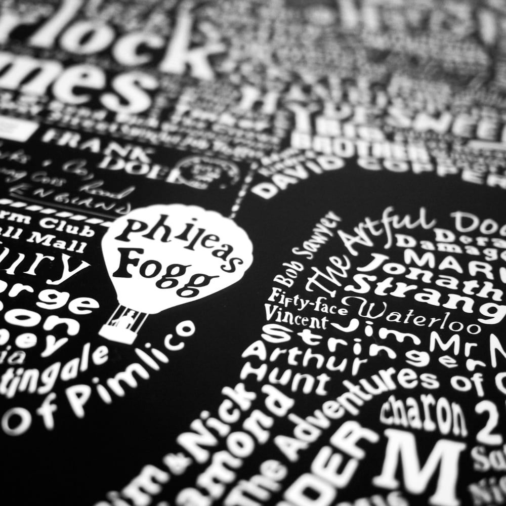 Literary Central London Map (black screenprint) 