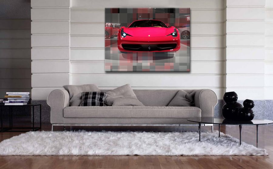 Image of Red Ferrari Sport Car Color squares wall sticker