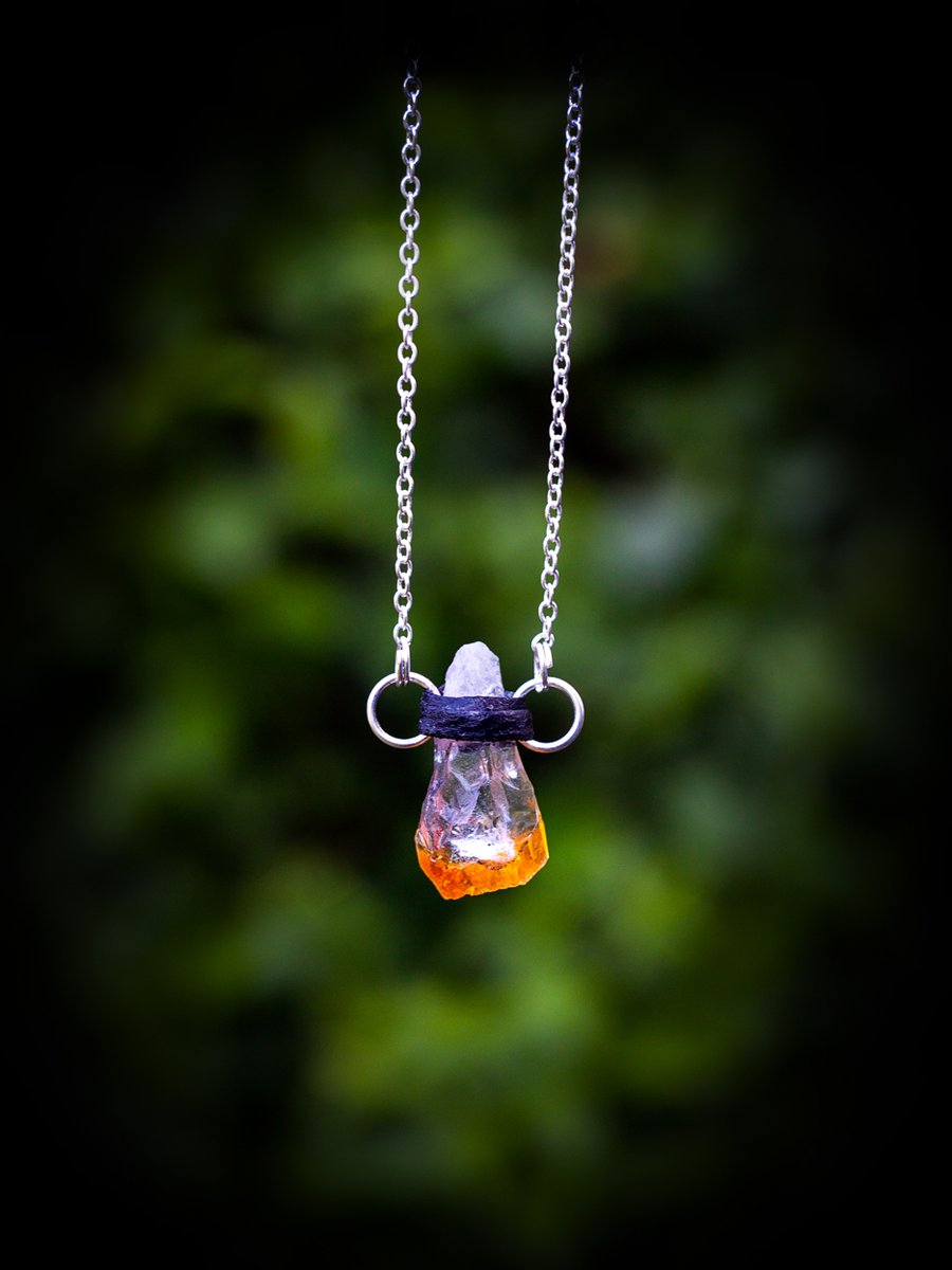 Image of Pure Citrine Leather Wrap Necklace