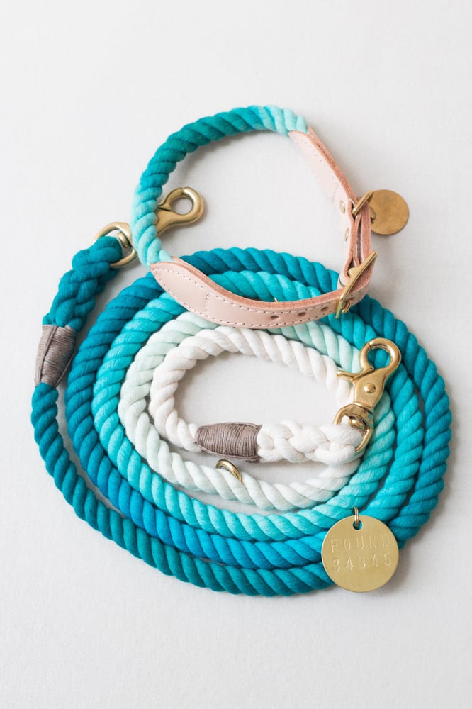 Teal, Ombre Rope Dog Lead / Harper And Hugo