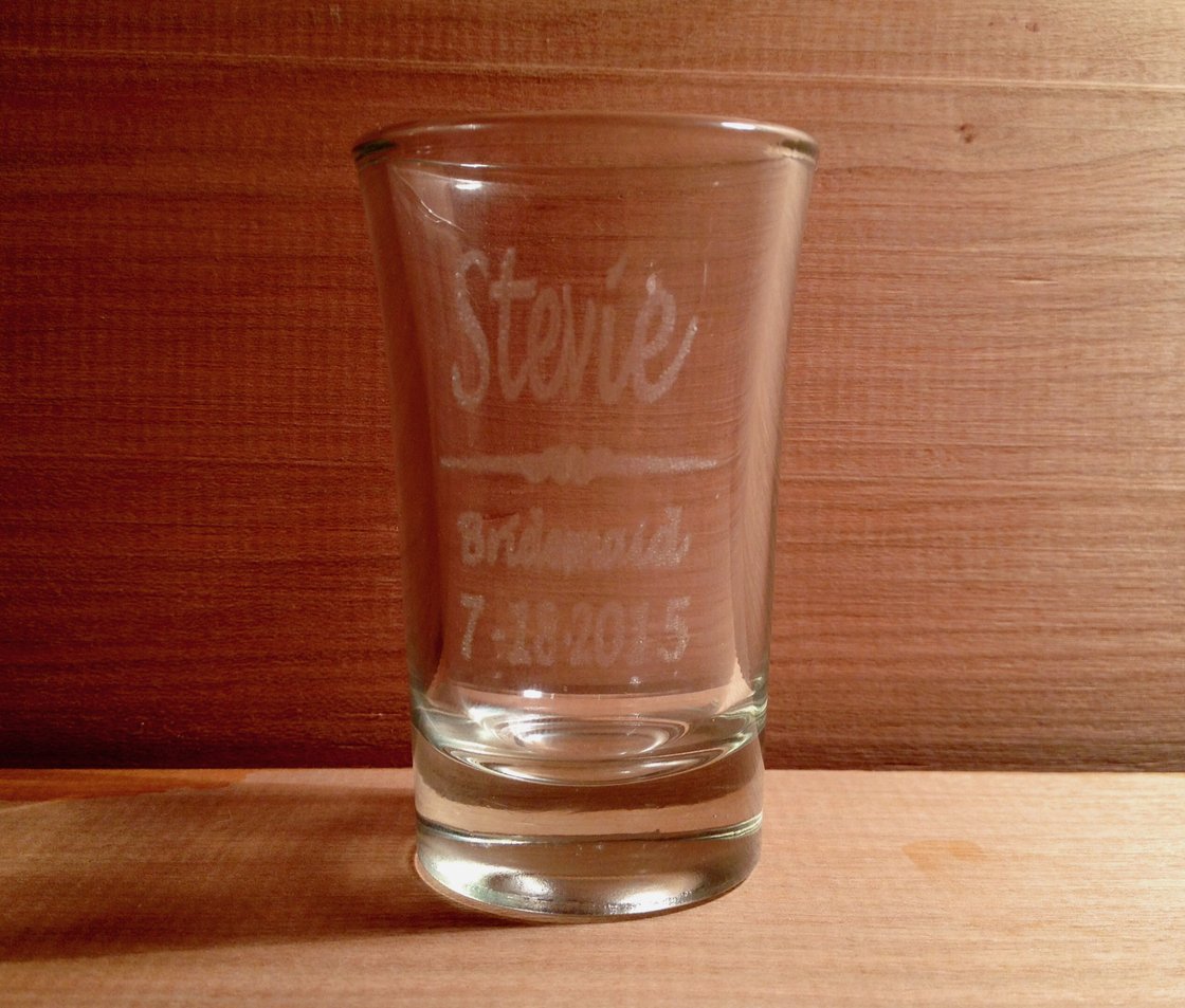 Image of Personalized Engraved Shot Glass Wedding Birthday Groomsmen Bridesmaid St. Patrick's Day