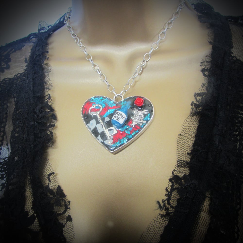 Alice's Drink Me Large Heart Pendant 