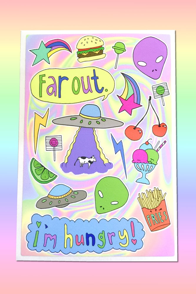 Image of HUNGRY ALIEN STICKER SHEET