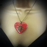 Image 3 of Red Zebra Cameo Resin Heart Pendant - ON SALE - WAS £15 NOW £10