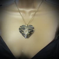 Image 4 of Black/Bronze Zebra Cameo Resin Heart Pendant - ON SALE - WAS £15 NOW £10