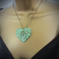 Image 4 of Mint Zebra Cameo Resin Heart Pendant ON SALE - WAS £15 NOW £10