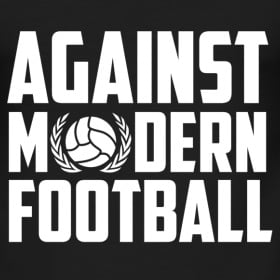 Image of Pack of 10 "against modern football" stickers 6cm x 6cm