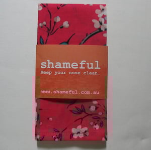 Image of Handkerchief pink with turquoise birds