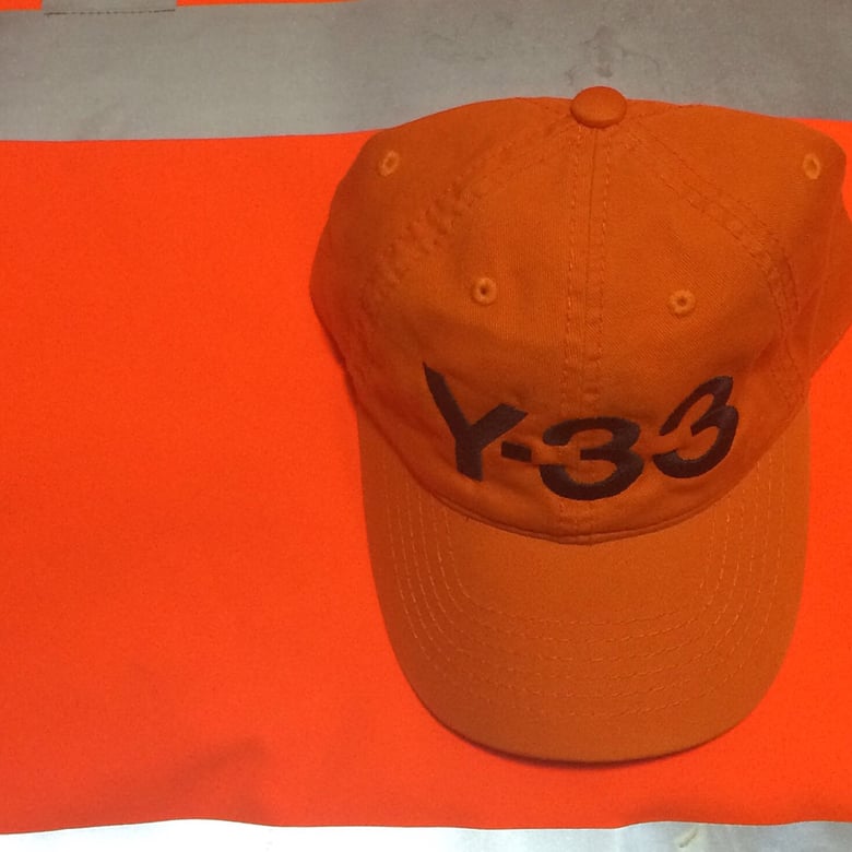 Image of Y3-3 logo embroidered cap "safety orange"🏀⚫️