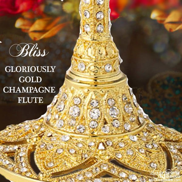 Bliss Gloriously Gold Swarovski Crystal Champagne Flutes