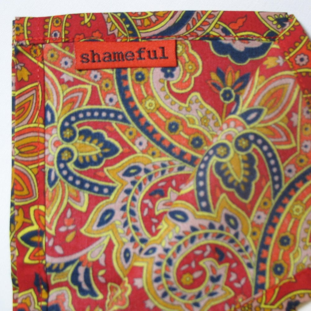 Image of Large handkerchief lush red and navy pattern