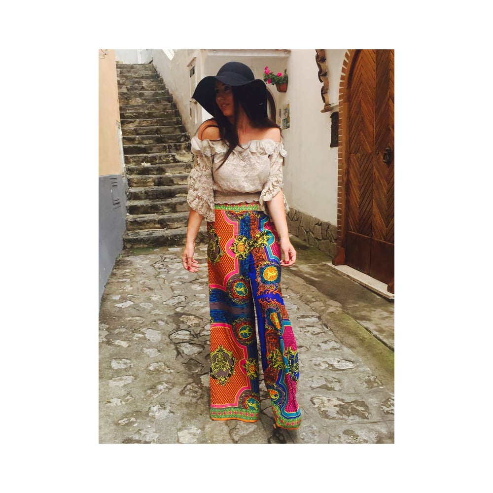 Image of The Amaya Tribal Print Palazzo Trousers