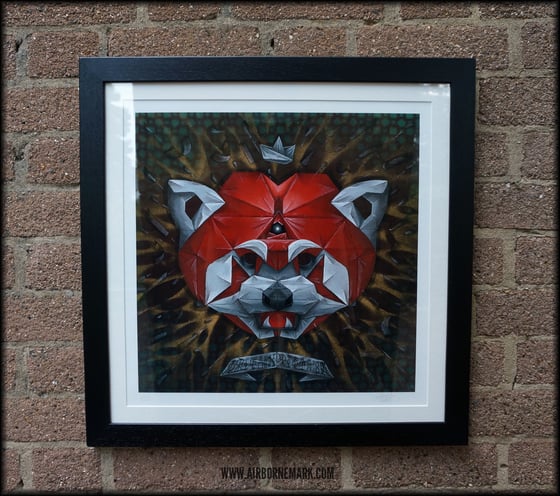 Image of “Origami Red Panda Third Eye Edition” Giclee Print - Framed