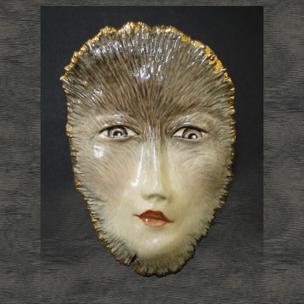 Image of Fringe Element - Mask Sculpture, Original Mask Art, Ceramic Face Pendant