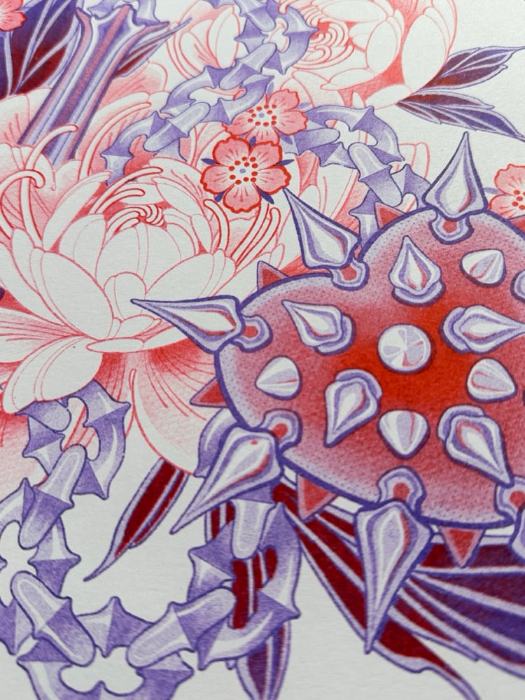 Heart Flail Risograph Print