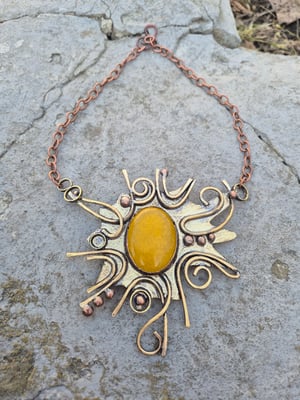 Statement yellow sun necklace 