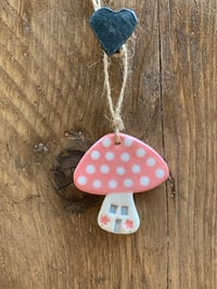 Image 3 of Ceramic Toadstool House Hanging decoration