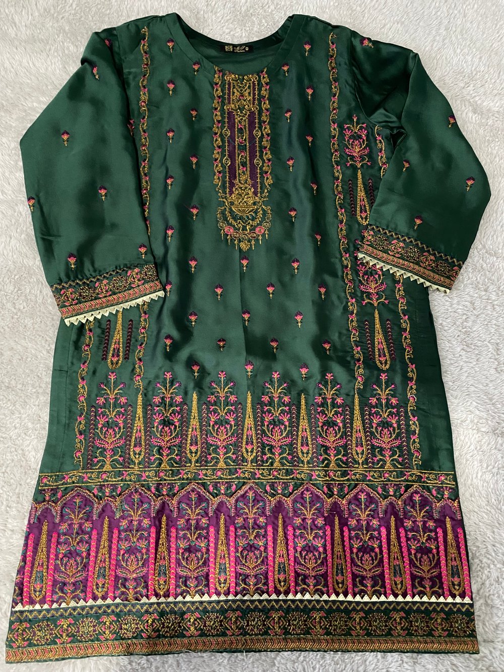 Silk Peacock Green Kurtie