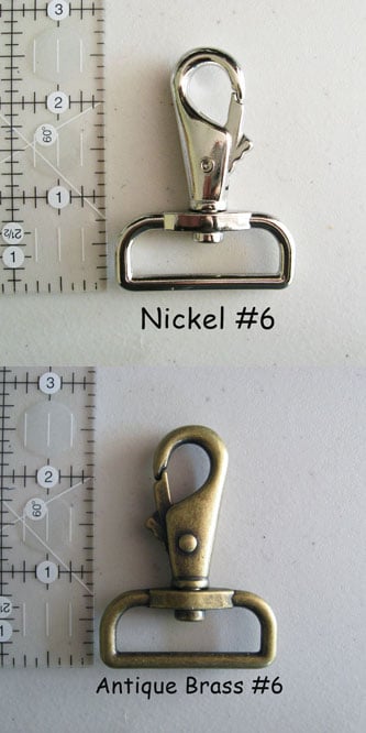 Image of Nylon Webbing Strap - Adjustable - 1.5" Wide - Choose Color, Length & Nickel / Antique Brass #6 Hook